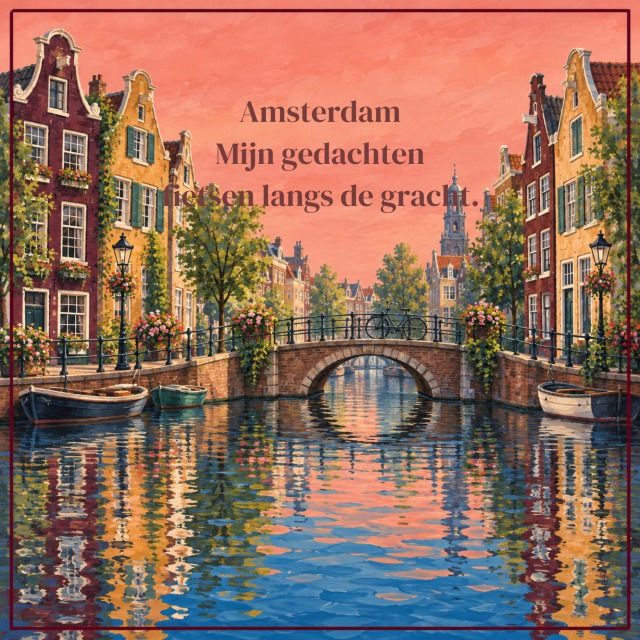 Amsterdam Mijn gedachten fietsen langs de gracht.