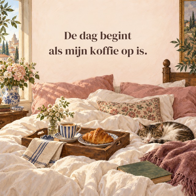 De dag begint als mijn koffie op is.