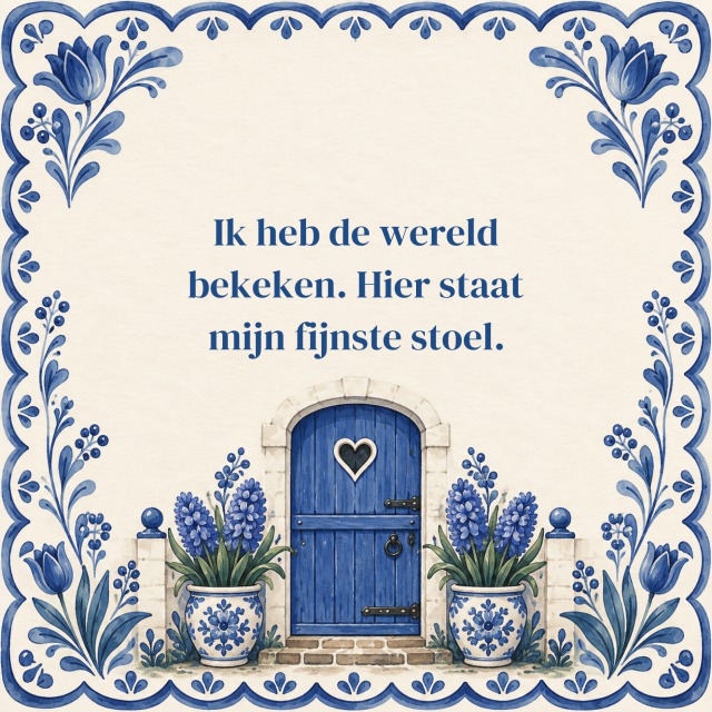 Ik heb de wereld bekeken. Hier staat mijn fijnste stoel.