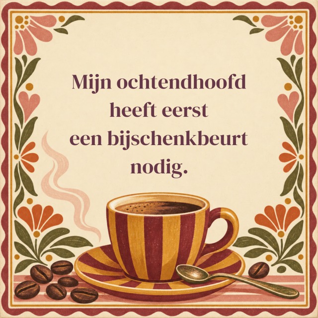 Mijn ochtendhoofd heeft eerst een bijschenkbeurt nodig.