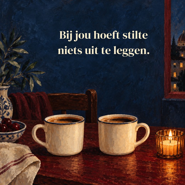 Bij jou hoeft stilte niets uit te leggen.