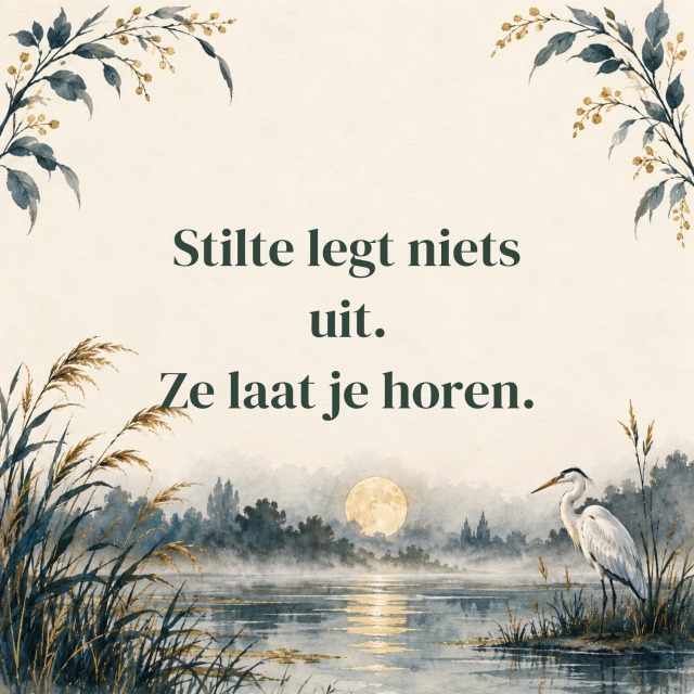 Stilte legt niets uit. Ze laat je horen.