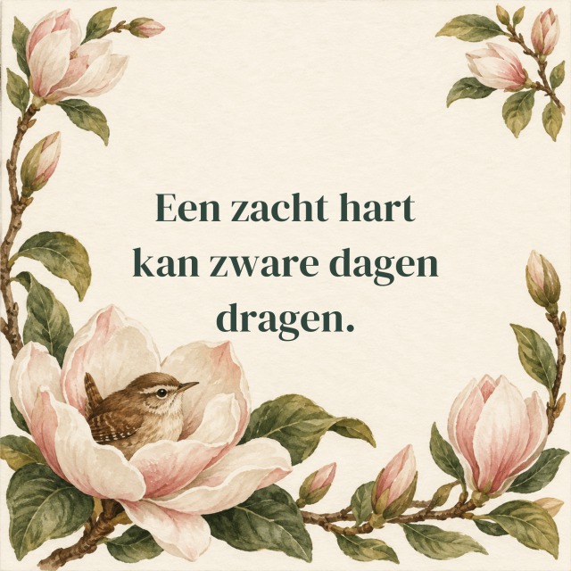 Een zacht hart kan zware dagen dragen.