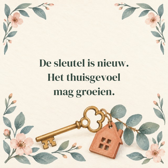 De sleutel is nieuw. Het thuisgevoel mag groeien.