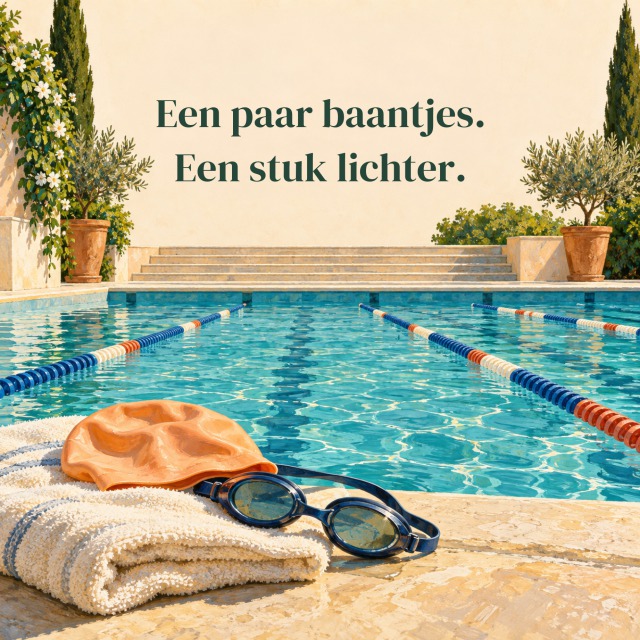 Een paar baantjes. Een stuk lichter.