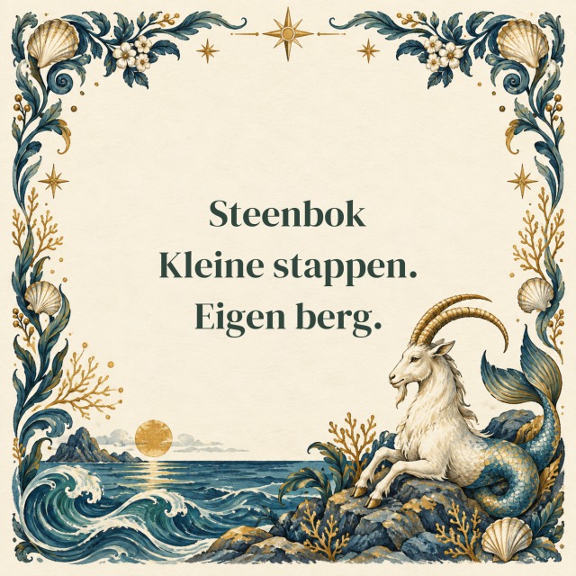 Steenbok Kleine stappen. Eigen berg.