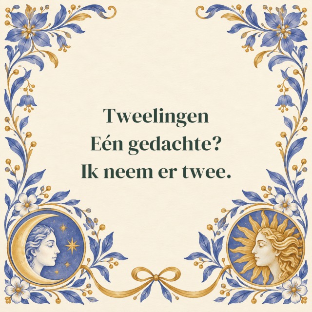 Tweelingen Eén gedachte? Ik neem er twee.