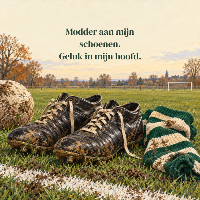 Modder aan mijn schoenen. Geluk in mijn hoofd.